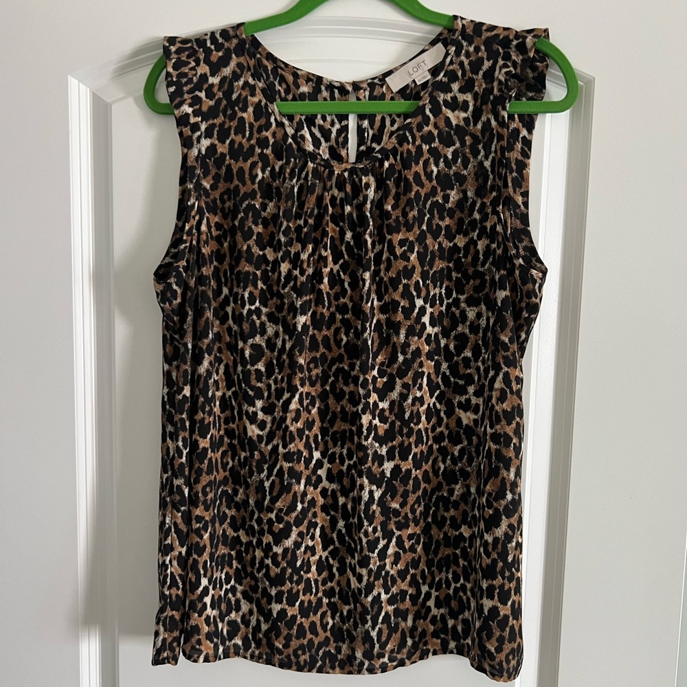 LOFT cheetah print sleeveless blouse